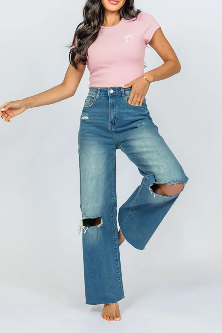 Medium Wash Wide Leg Jeans
