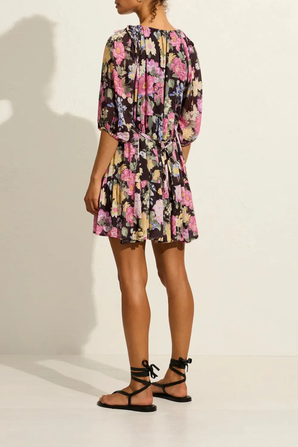 Black Retro Daily Botanical Print Sexy Dress