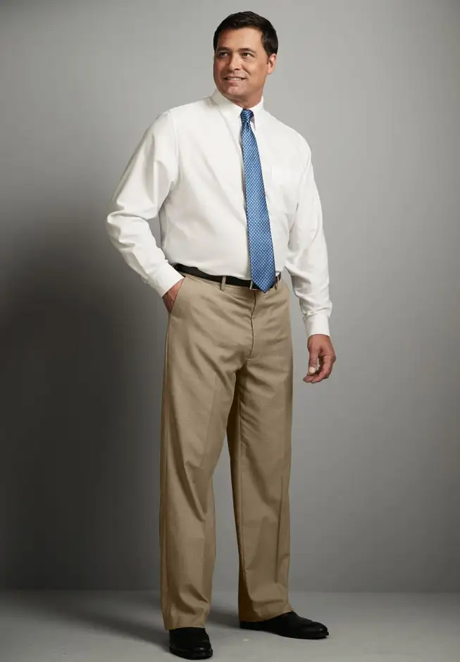 KS Signature No Hassle Classic Fit Expandable Waist Plain Front Dress Pants