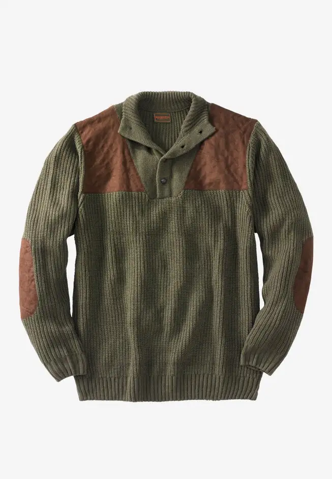 Patch Sweater with Mock Neck