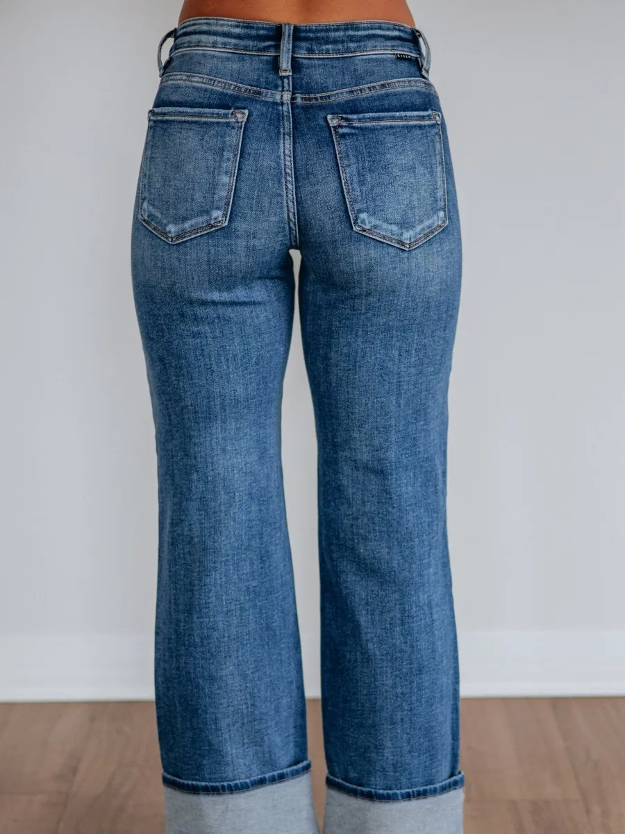 Medium Wash Cuffed Jeans