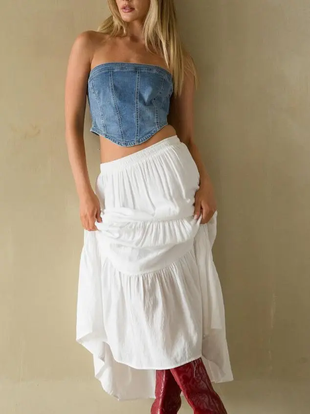 Pippa Strapless Denim Corset Top
