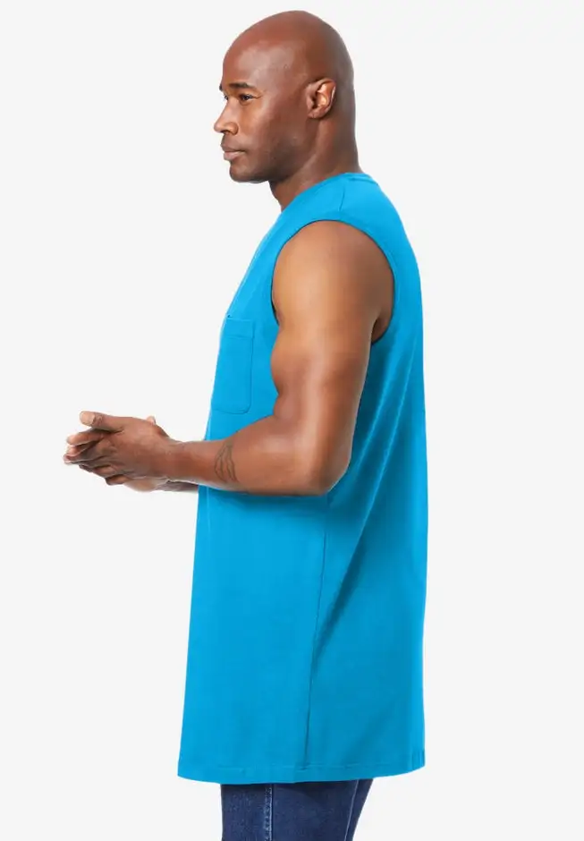 Shrink-Less Longer-Length Lightweight Muscle Pocket Tee