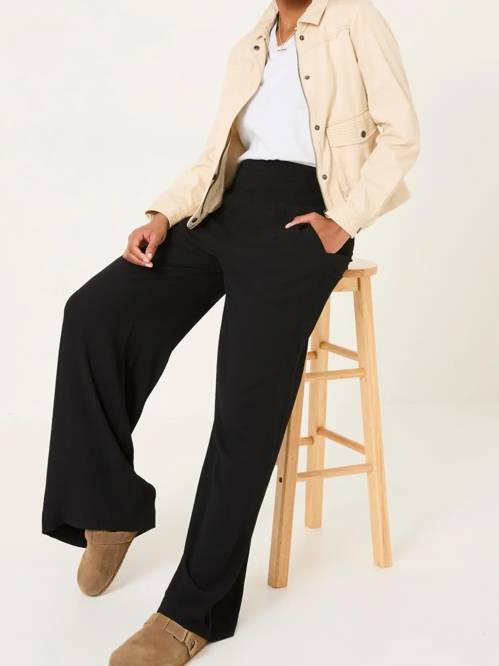 Black Casual Wide Leg Trousers