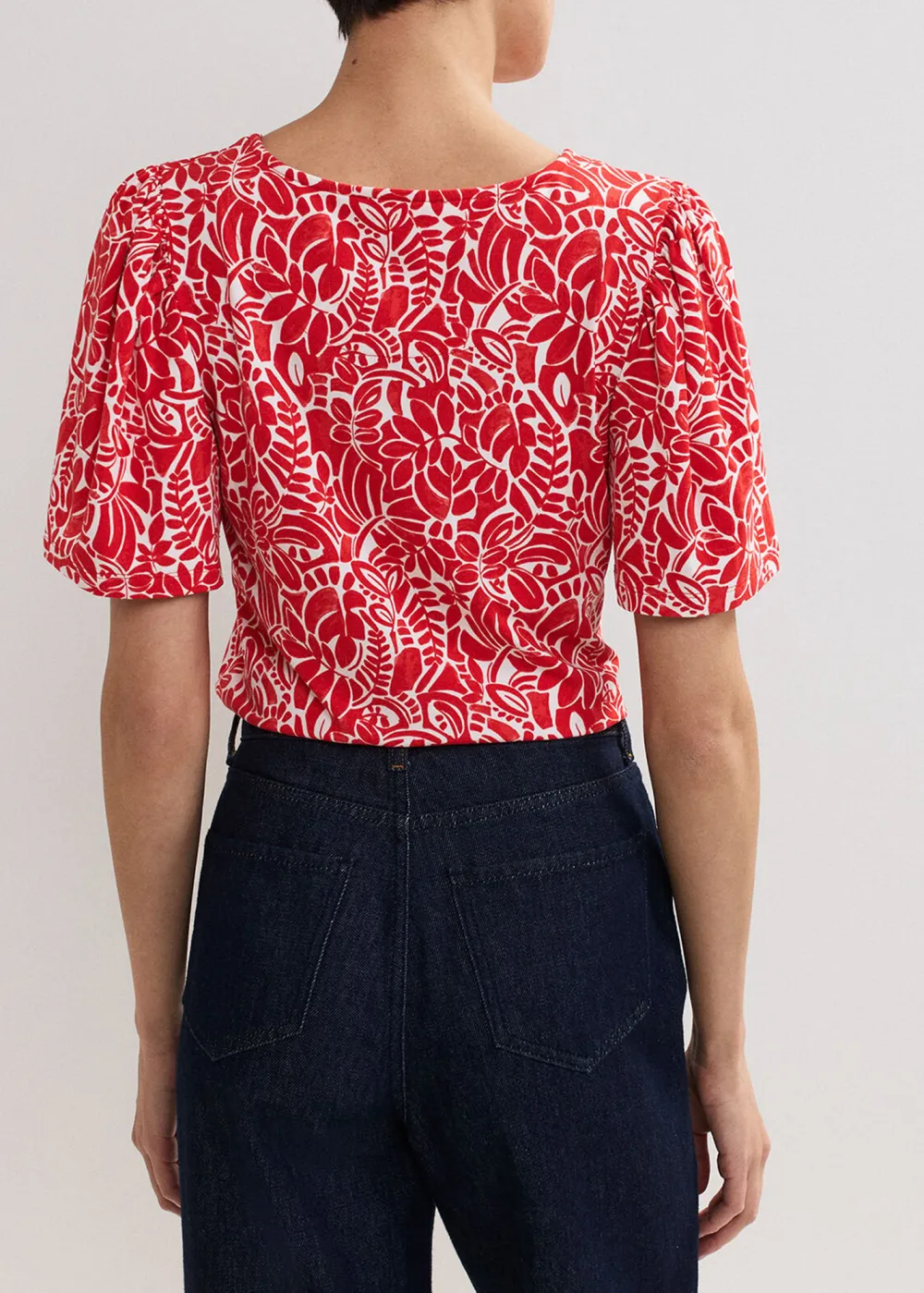 Fashionable High-End Red Printed Ladies Top