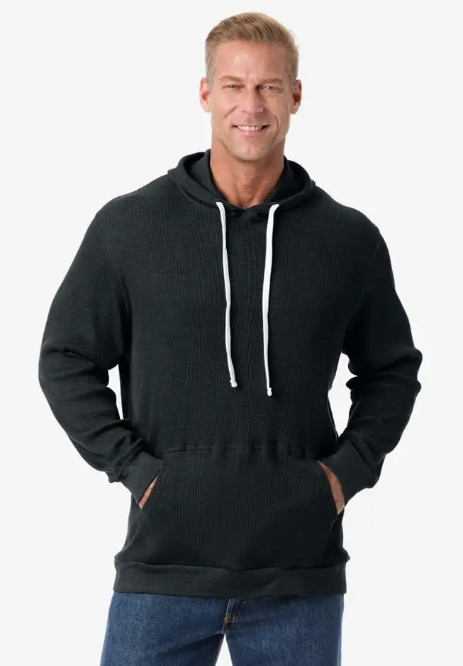 Waffle-Knit Thermal Hoodie