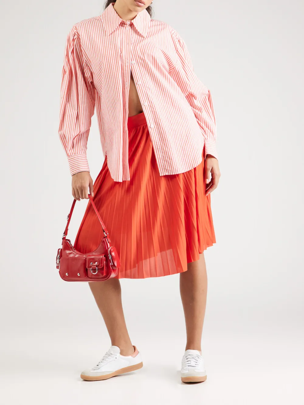 Plain Colored Casual Style Pleated Skirt