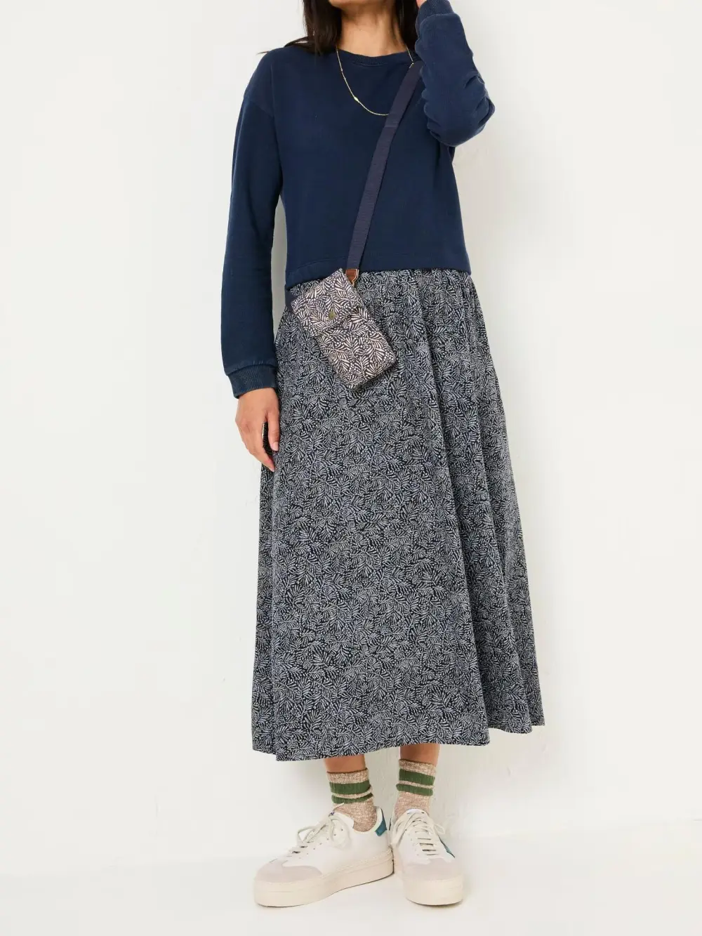 Navy Floral Midi Dress