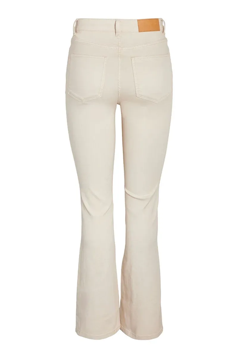 White High Waisted Slim Fit Flared Jeans