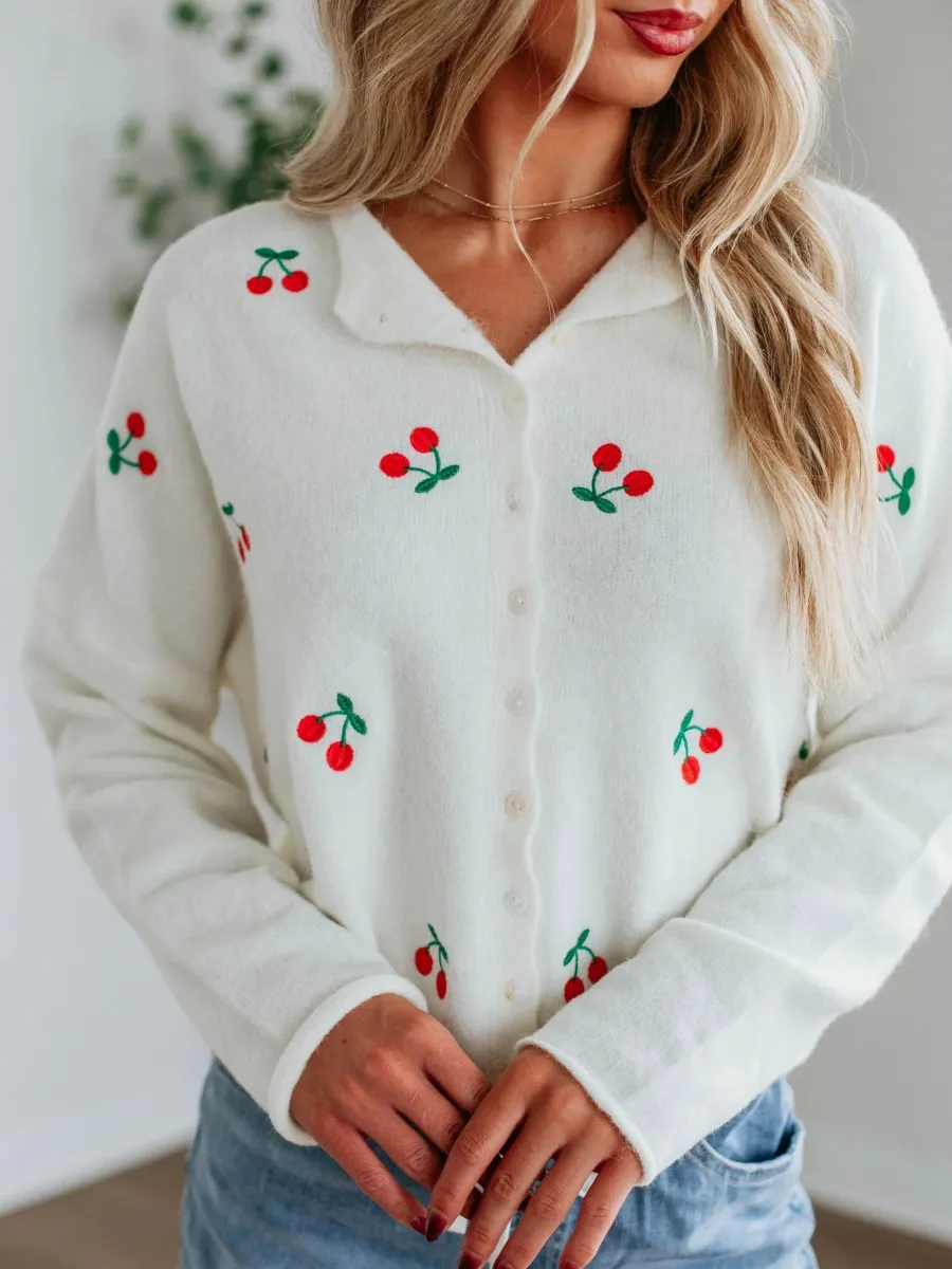 Cherry Button Down Cardigan