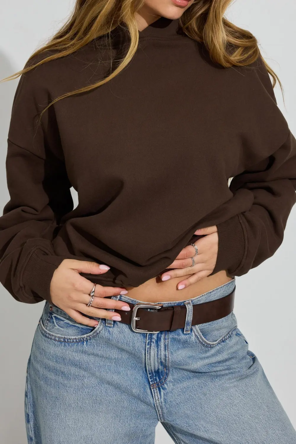 Brown Oversized Hooded Pullover