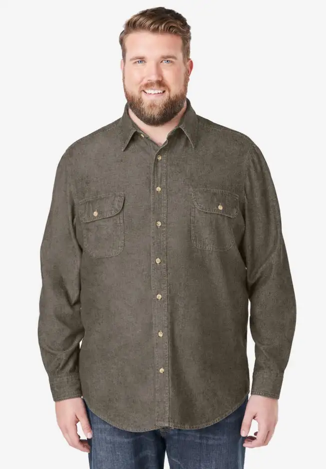 Long Sleeve Denim and Twill Shirt
