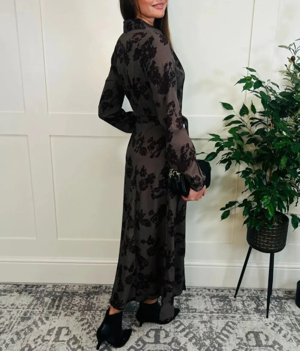 Casual Style Print Shirt Dress