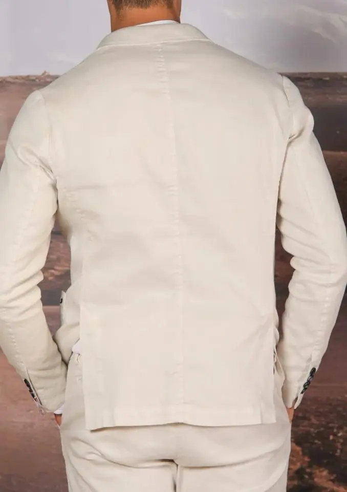 Off-white Men's Cotton and Linen Twill Suit Jacket