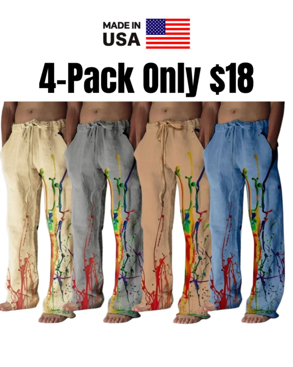 Men's Graphic Prints Graffiti Linen Pants