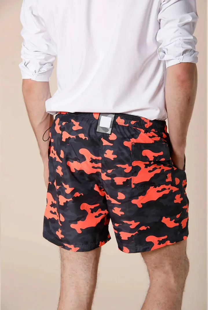 Men's Polyester Orange Camouflage Regular Fit Swimsuit
