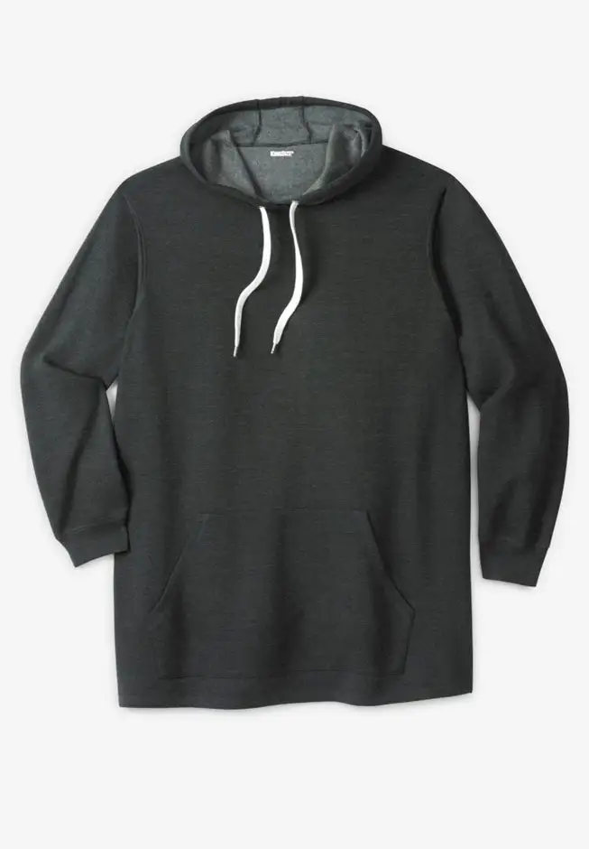 Fleece longer-length pullover hoodie