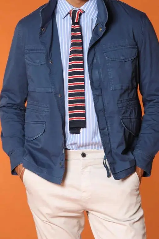 Lightweight Cotton Twill Men's Blue Jacket