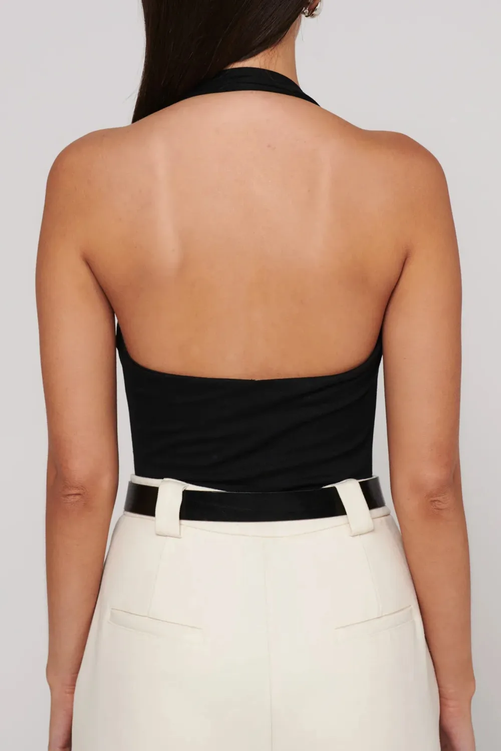 Black Simple Collarbone Comfortable Breathable Bodysuit