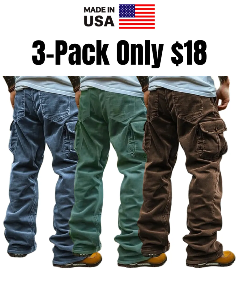 Men's Straight Leg Casual Corduroy Cargo Pants