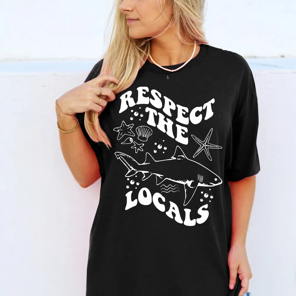 Respect Locals Shark Print Loose Tee