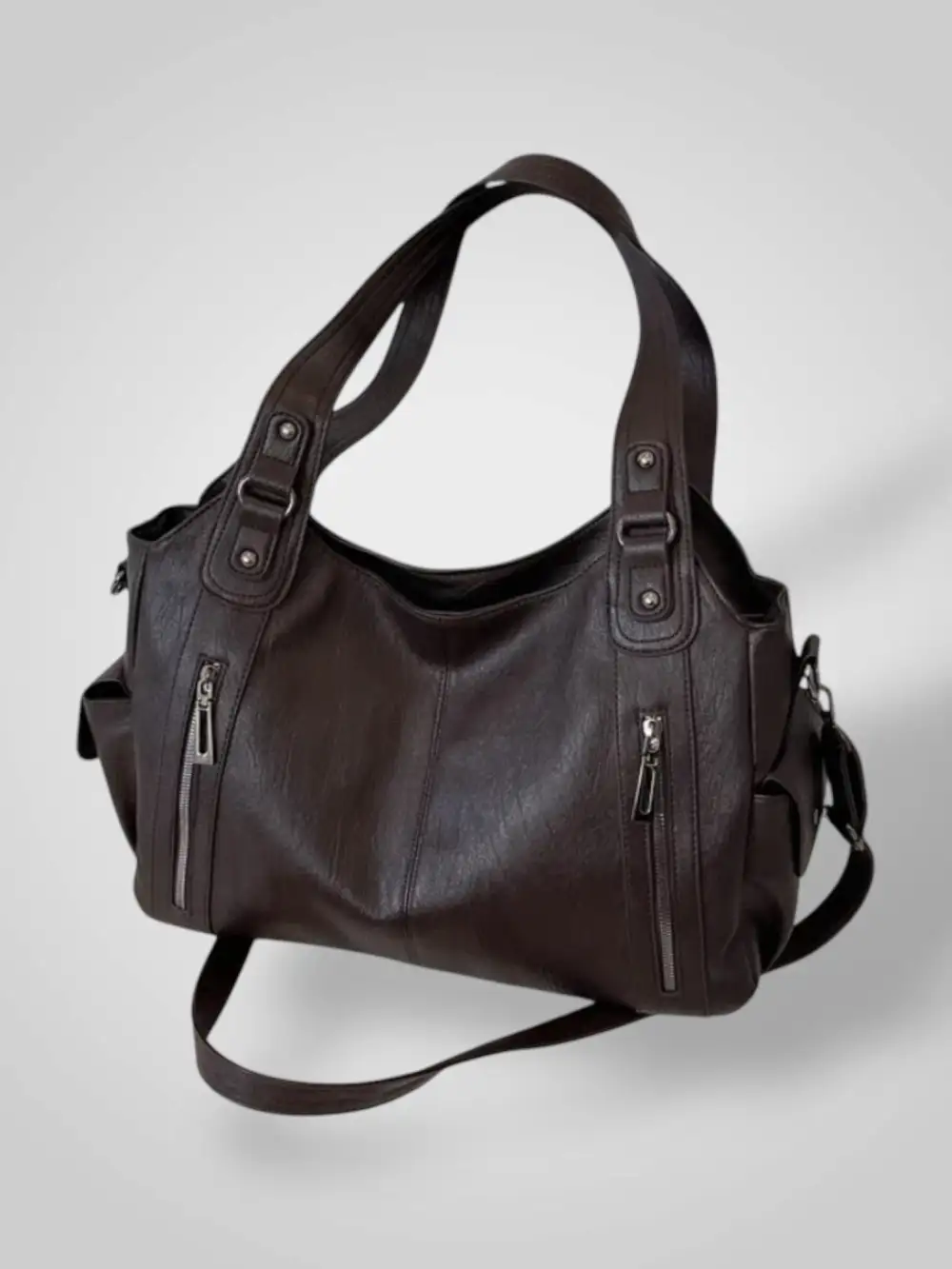 Foldover Leather Shoulder Bag