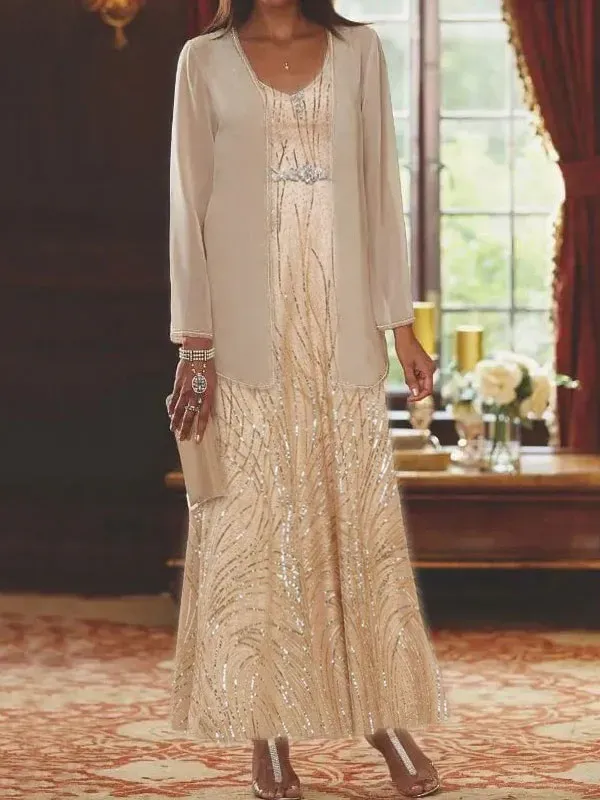 Gathering waist gold line temperament elegant jacket ladies set