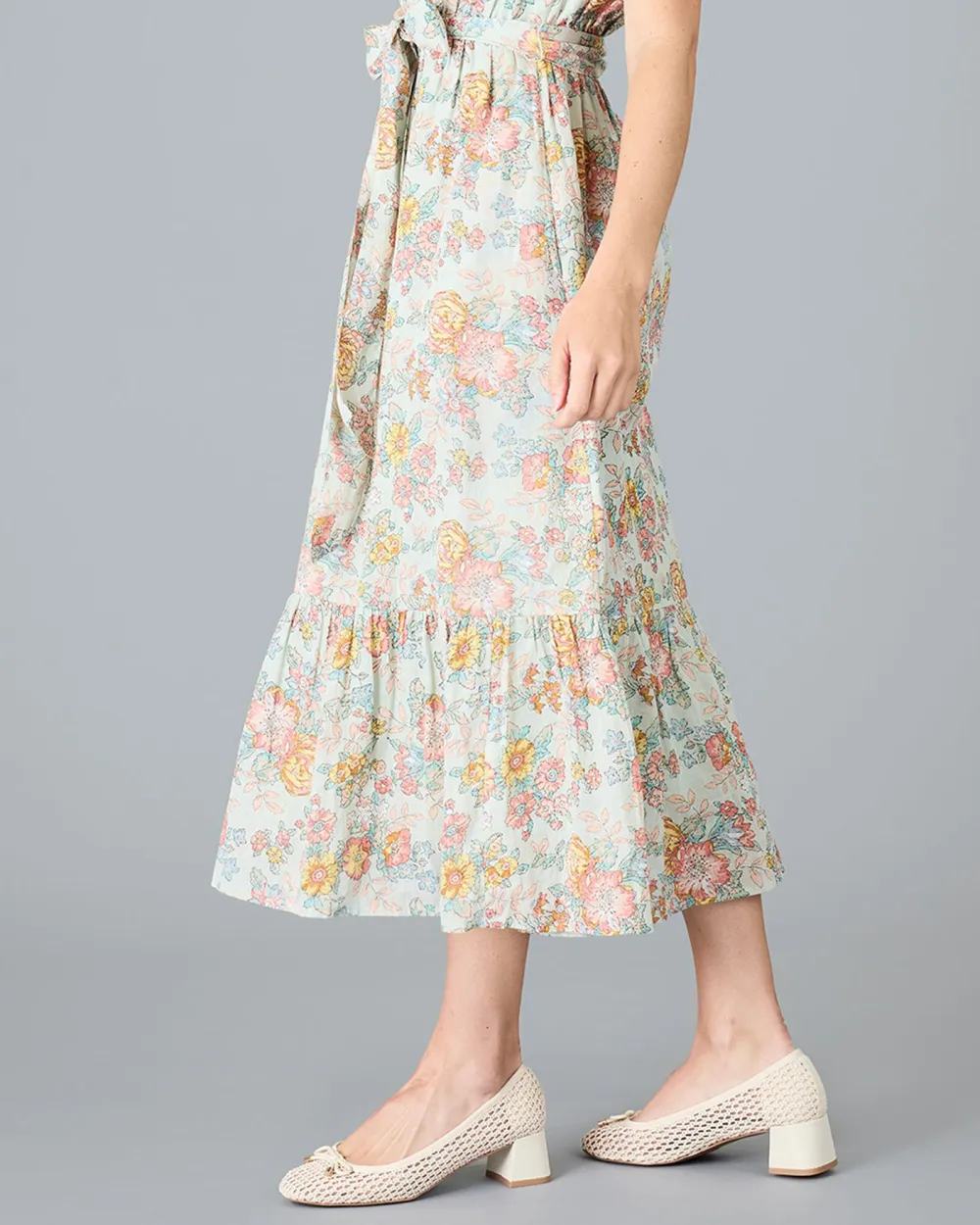 Pastel Floral Belted Dress