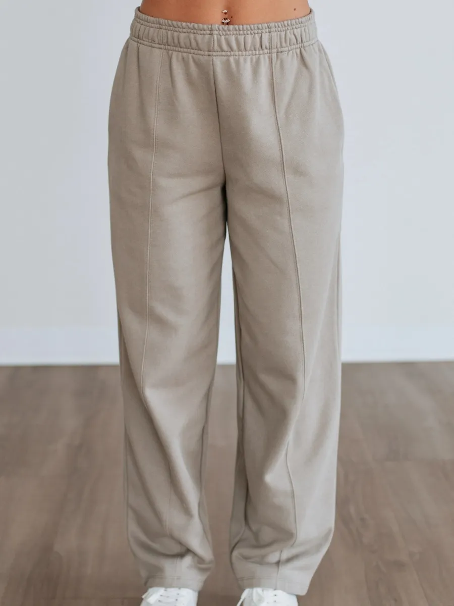 Plain Elastic Waist Pants