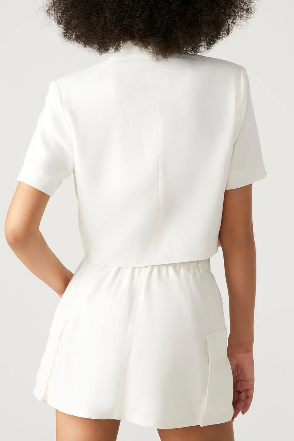 Cropped Short Blazer White