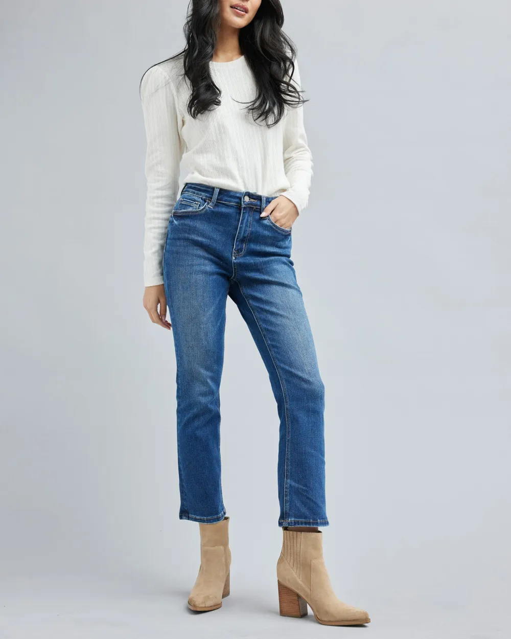 Medium Blue Wash Straight Leg Jean