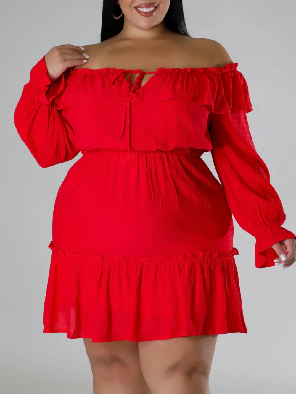 Straight Neck Tie Front Dress