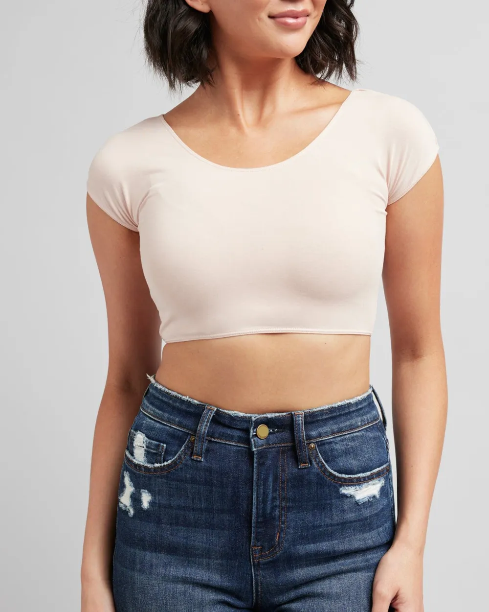 Trendy Cropped Crew Neck Tee