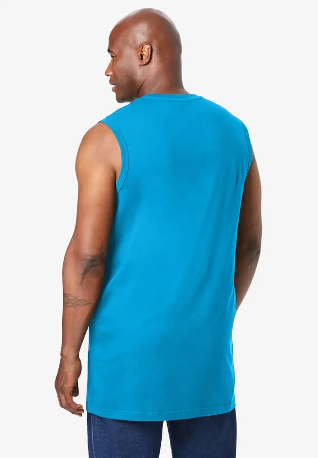 Shrink-Less Longer-Length Lightweight Muscle Pocket Tee