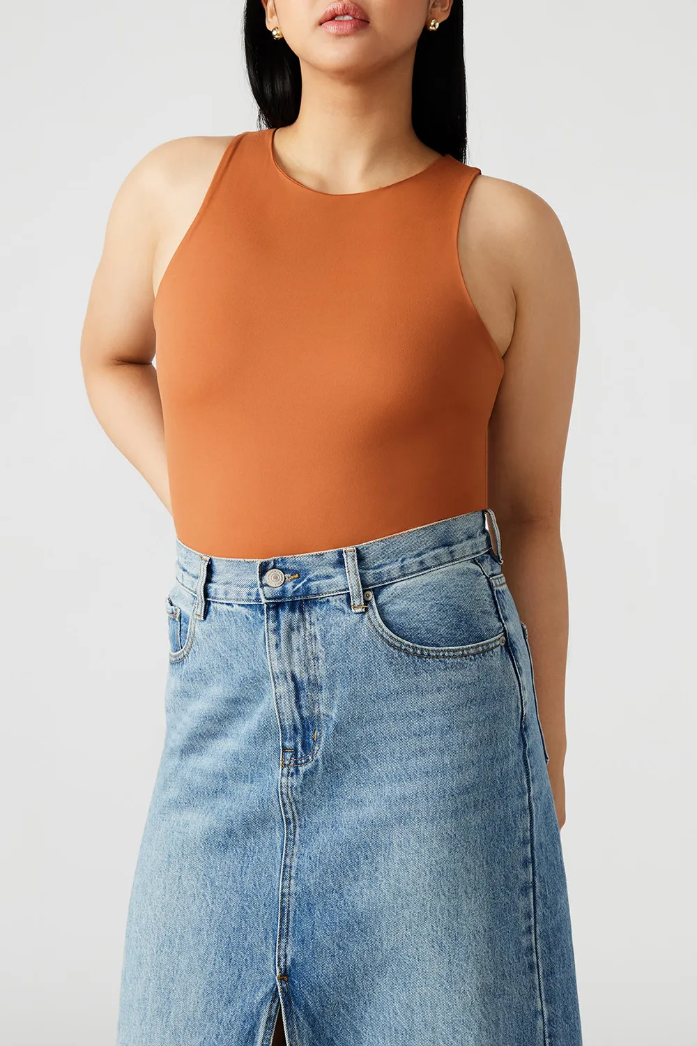 Crew Neck Bodysuit Red