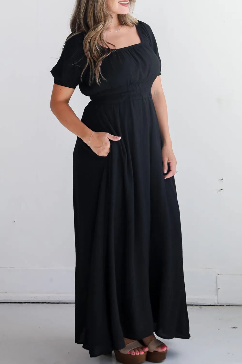 Instinctually Flirty Black Maxi Dress