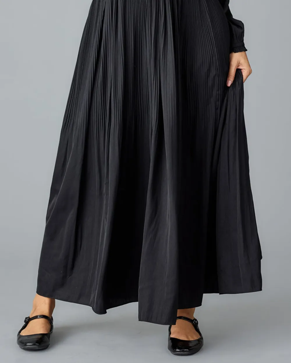 Black Smocked Waist Maxi Dress