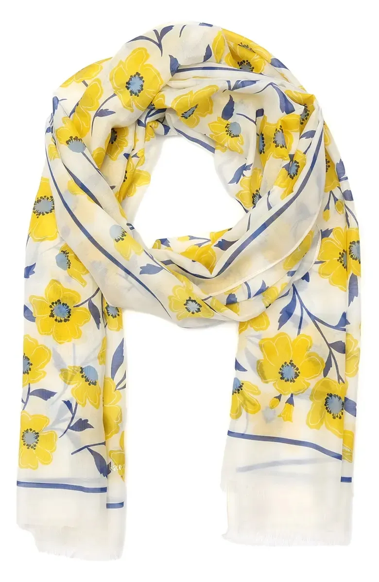 Sunshine Floral Cotton & Silk Scarf