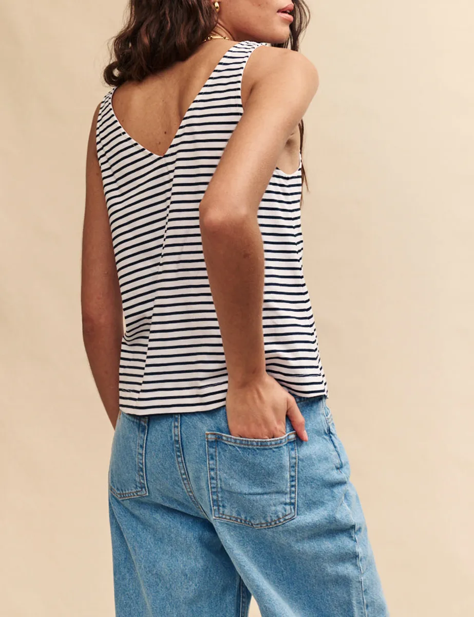 Black and White Stripe Swing Vest Top