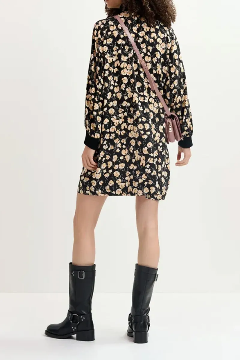 Floral Print Lantern Sleeve Dresses