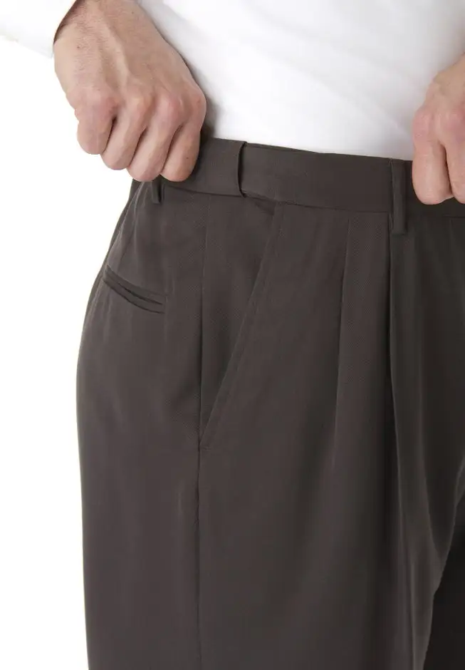 No Hassle Classic Fit Expandable Waist Double-Pleat Dress Pants
