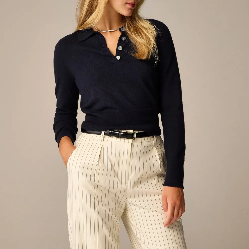 Cashmere-Blend Long-Sleeve Polo Sweaters