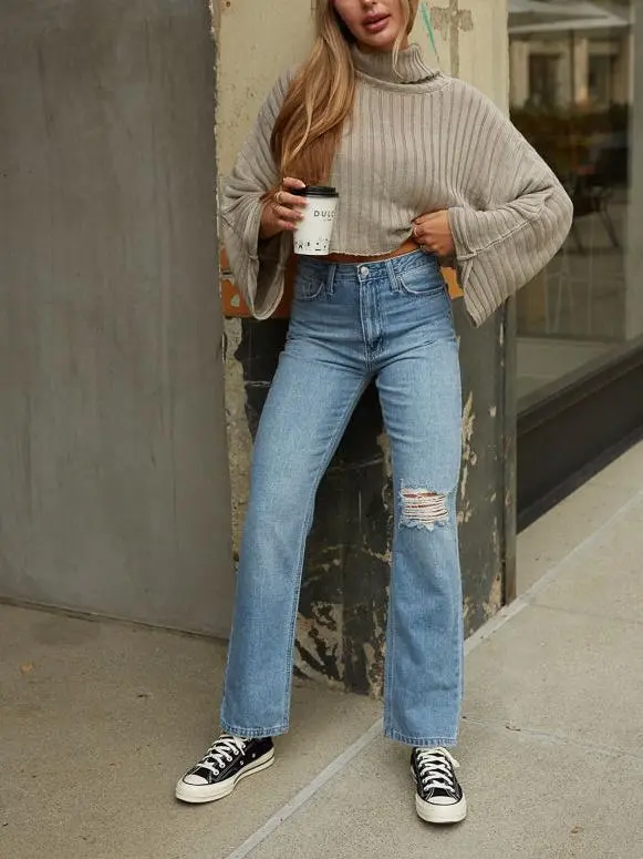 Hudson Distressed Straight Jeans