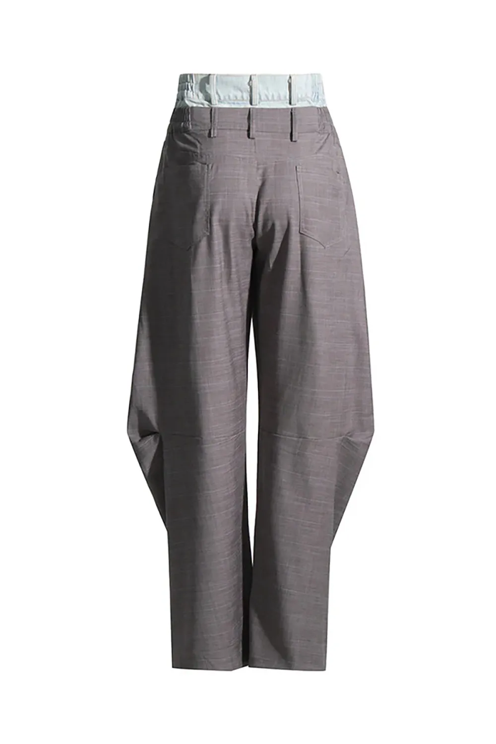 Double Waist High Rise Pleated Detail Hybrid Horseshoe Pants