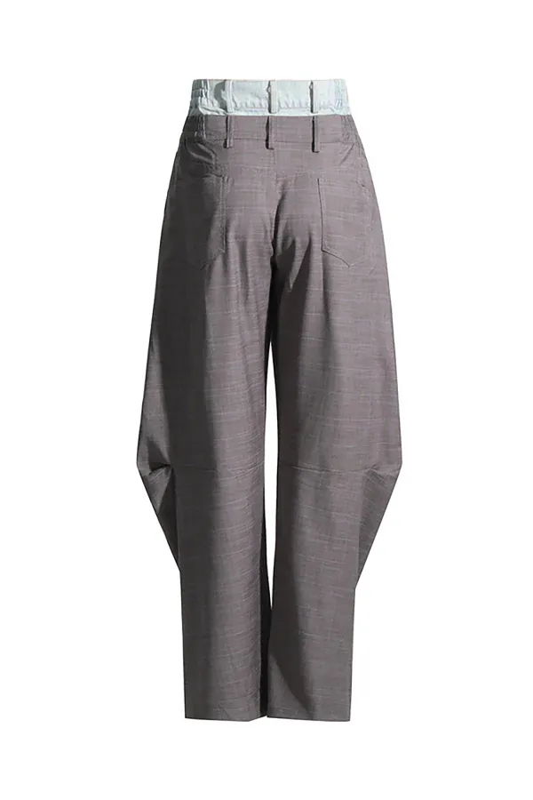Double Waist High Rise Pleated Detail Hybrid Horseshoe Pants
