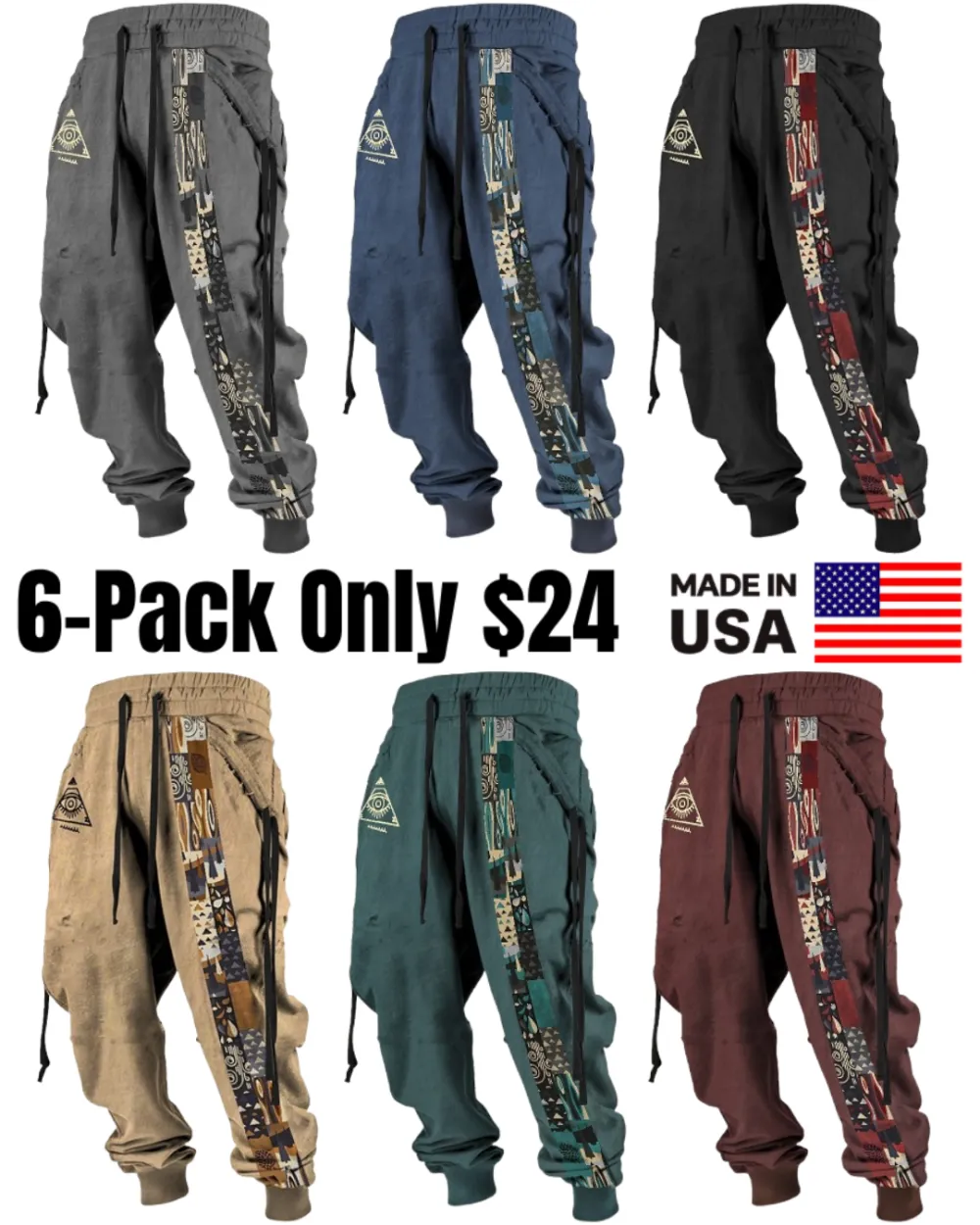 Men's Tribal Bandana Print 3D Sweatpants