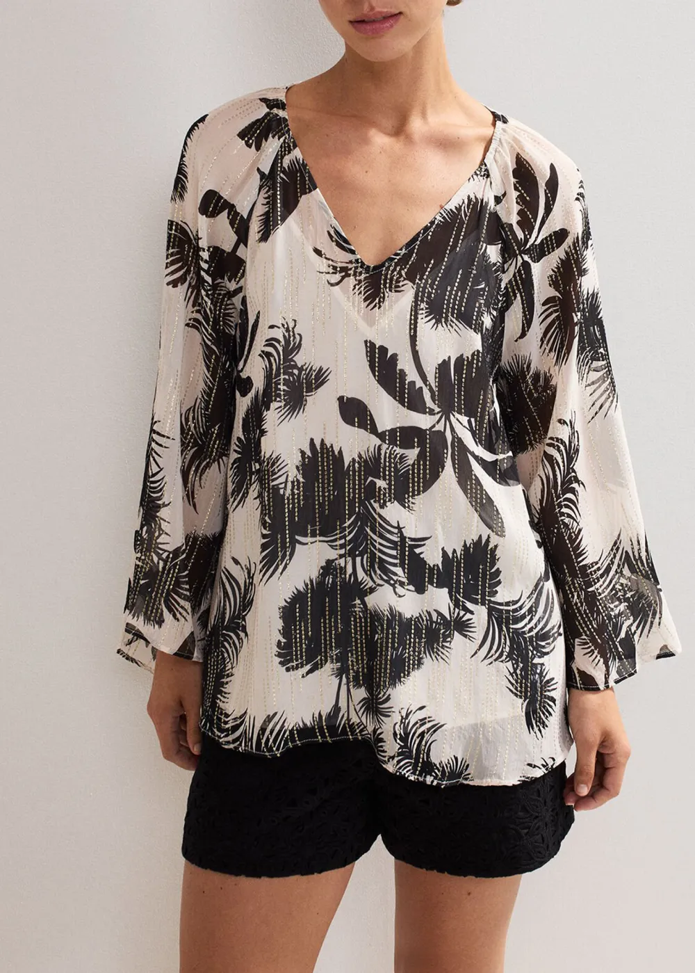 Stylish Flowy Tropical Print Ladies Top