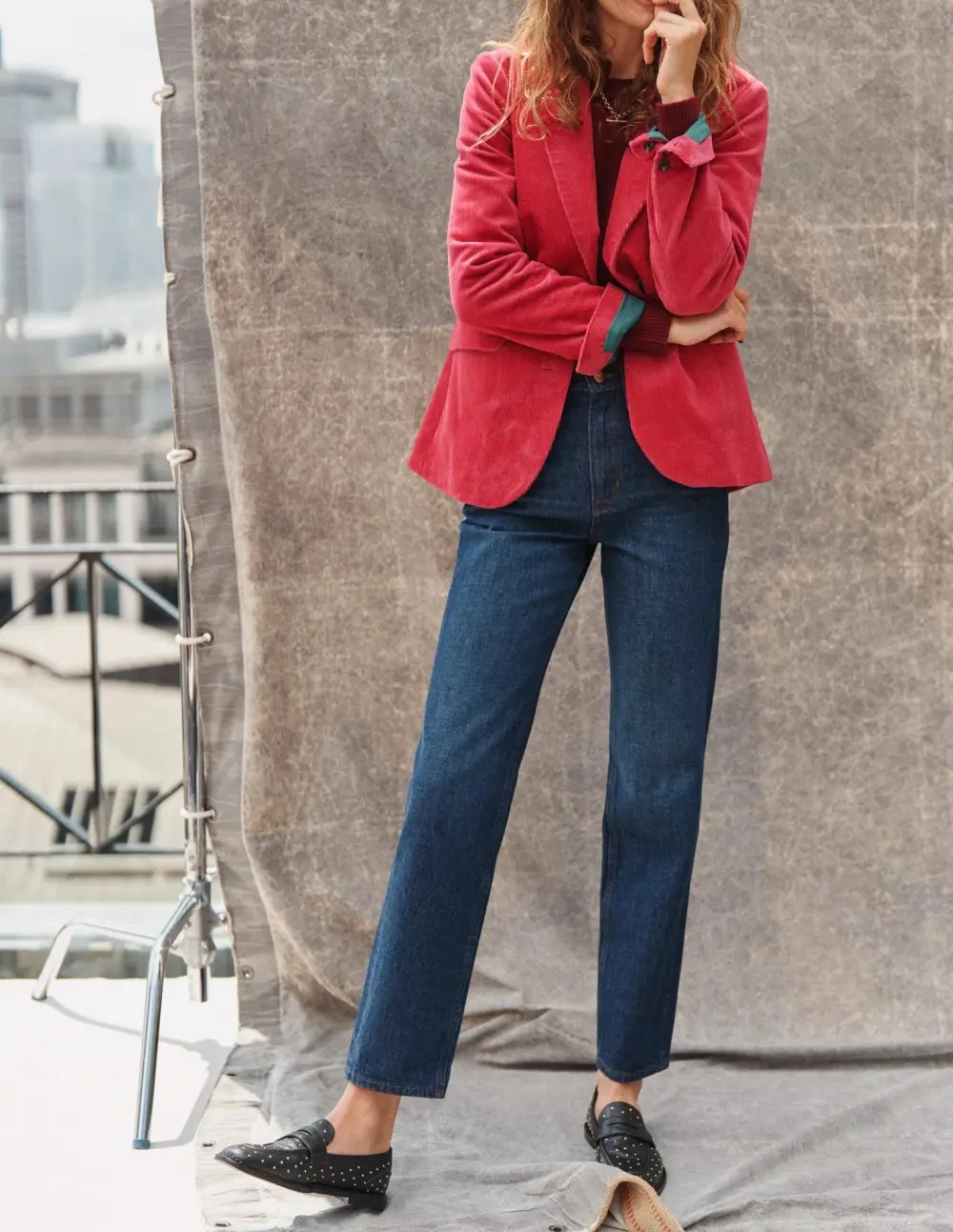 Dark Blue High - Waist Straight - Leg Jeans