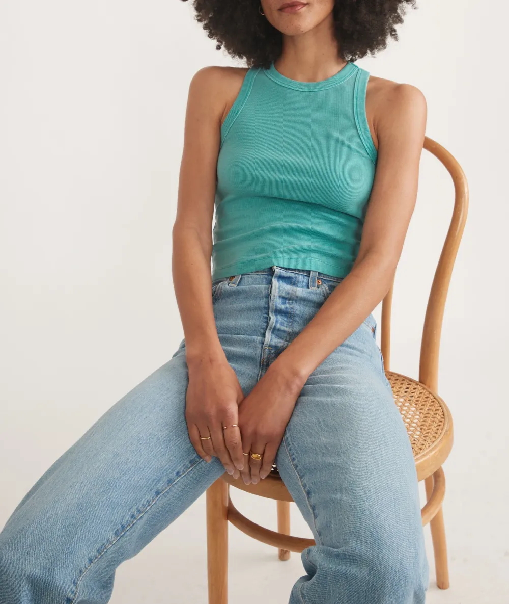 Turquoise Textured Crop Tank