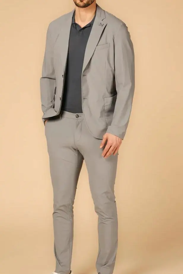 Men's Nylon Grey  Knit Fabric Super Slim Fit